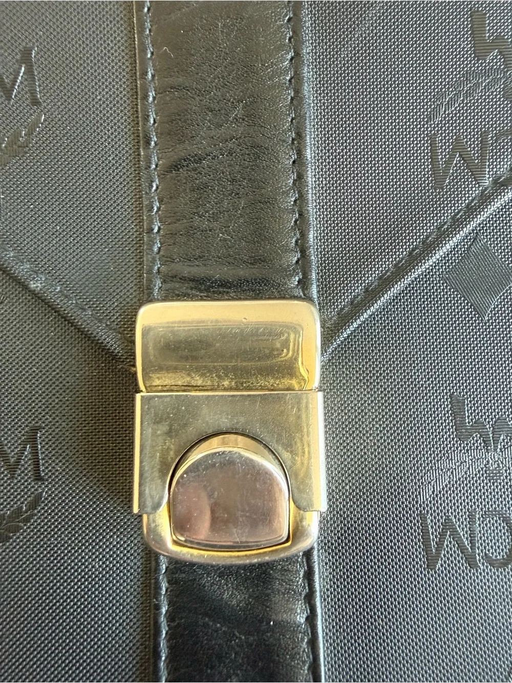 MCM Black Logo-Print Nylon Briefcase